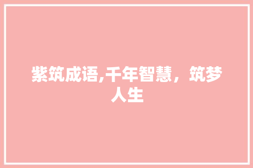 紫筑成语,千年智慧，筑梦人生