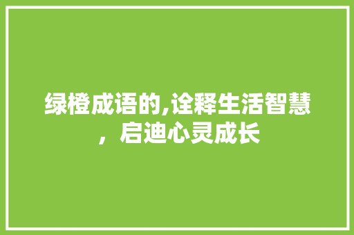 绿橙成语的,诠释生活智慧，启迪心灵成长