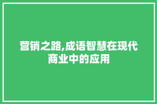 营销之路,成语智慧在现代商业中的应用