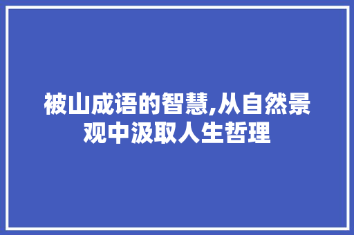 被山成语的智慧,从自然景观中汲取人生哲理