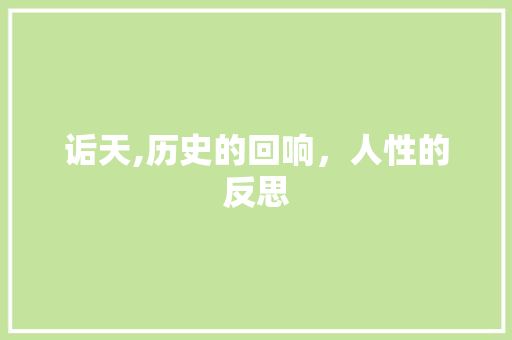 诟天,历史的回响，人性的反思