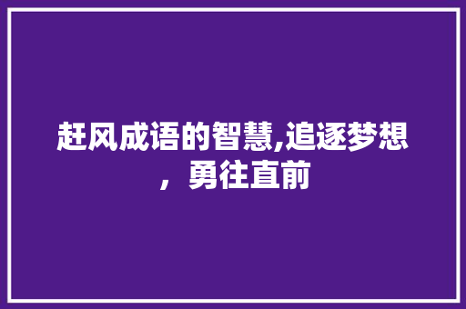 赶风成语的智慧,追逐梦想，勇往直前