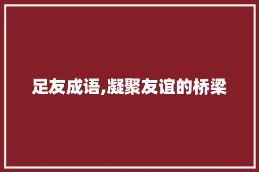 足友成语,凝聚友谊的桥梁