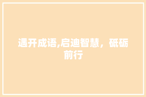 遇开成语,启迪智慧，砥砺前行