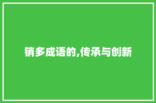 销多成语的,传承与创新 采访稿
