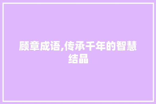 顾章成语,传承千年的智慧结晶
