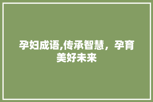 孕妇成语,传承智慧，孕育美好未来