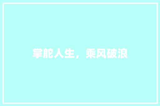 掌舵人生，乘风破浪