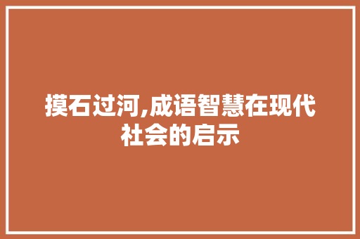 摸石过河,成语智慧在现代社会的启示