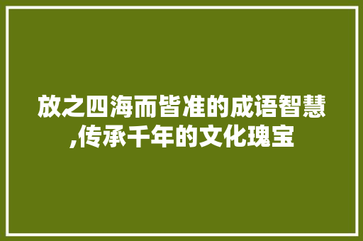 放之四海而皆准的成语智慧,传承千年的文化瑰宝