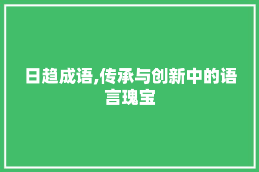 日趋成语,传承与创新中的语言瑰宝