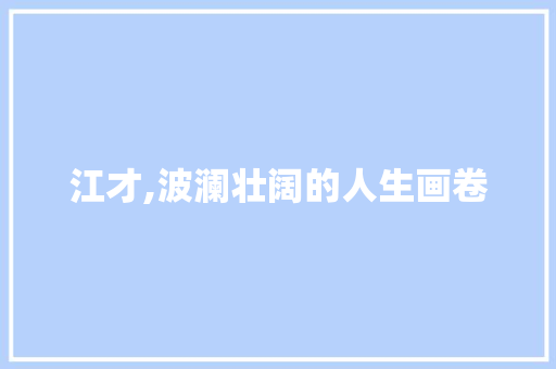 江才,波澜壮阔的人生画卷