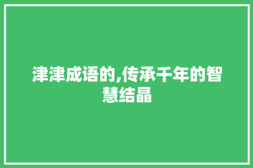 津津成语的,传承千年的智慧结晶