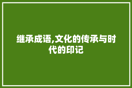 继承成语,文化的传承与时代的印记
