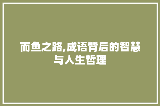 而鱼之路,成语背后的智慧与人生哲理
