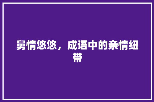 舅情悠悠，成语中的亲情纽带