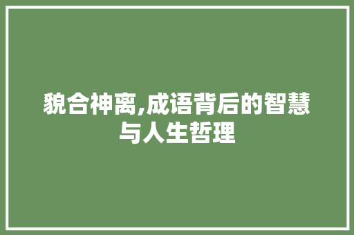 貌合神离,成语背后的智慧与人生哲理