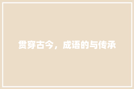 贯穿古今，成语的与传承 特写稿