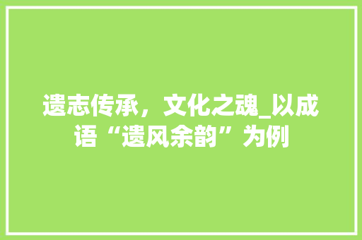 遗志传承，文化之魂_以成语“遗风余韵”为例