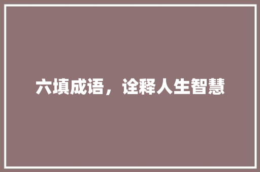 六填成语，诠释人生智慧