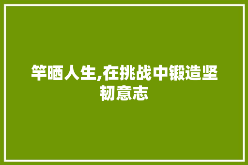竿晒人生,在挑战中锻造坚韧意志