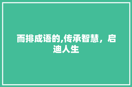 而排成语的,传承智慧，启迪人生