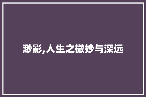 渺影,人生之微妙与深远