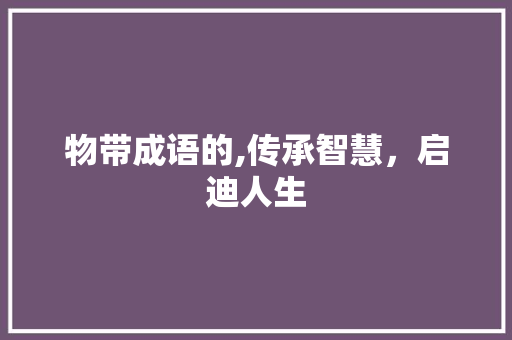 物带成语的,传承智慧，启迪人生