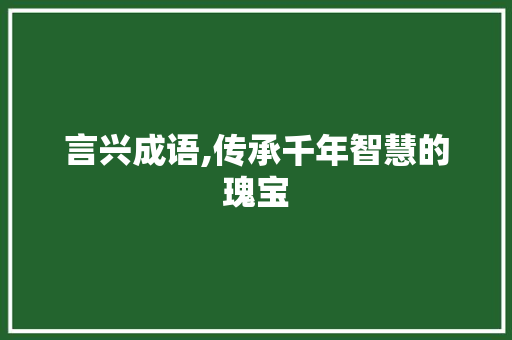 言兴成语,传承千年智慧的瑰宝