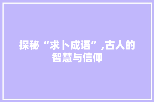 探秘“求卜成语”,古人的智慧与信仰