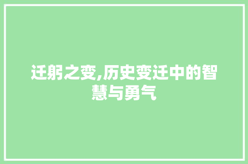 迁躬之变,历史变迁中的智慧与勇气