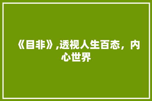 《目非》,透视人生百态，内心世界