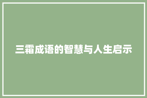 三霜成语的智慧与人生启示 工作总结