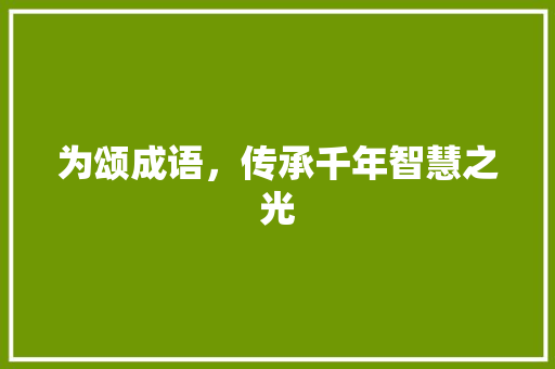 为颂成语，传承千年智慧之光