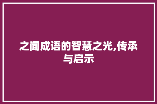 之闻成语的智慧之光,传承与启示
