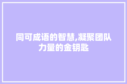 同可成语的智慧,凝聚团队力量的金钥匙