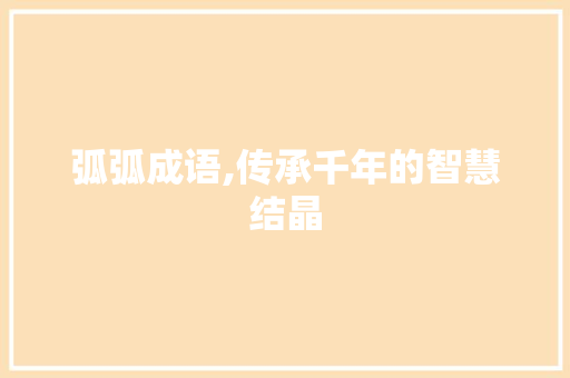 弧弧成语,传承千年的智慧结晶