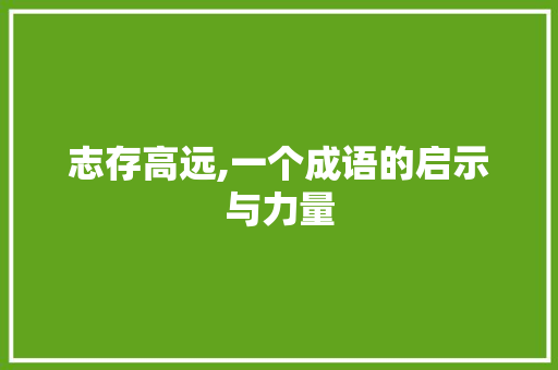 志存高远,一个成语的启示与力量