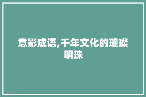 意影成语,千年文化的璀璨明珠 生活类