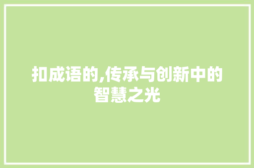 扣成语的,传承与创新中的智慧之光
