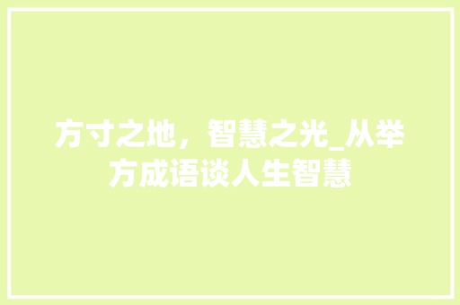 方寸之地，智慧之光_从举方成语谈人生智慧