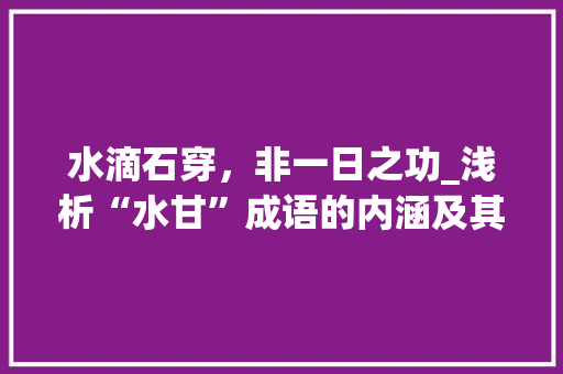 水滴石穿，非一日之功_浅析“水甘”成语的内涵及其启示