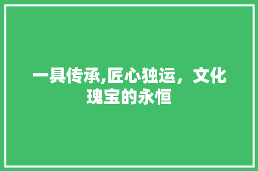 一具传承,匠心独运，文化瑰宝的永恒