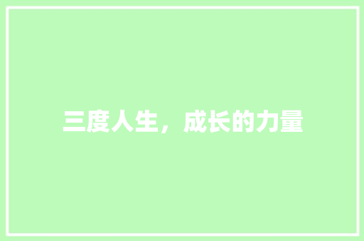 三度人生，成长的力量