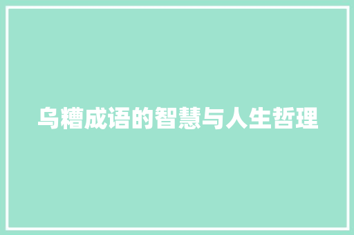乌糟成语的智慧与人生哲理