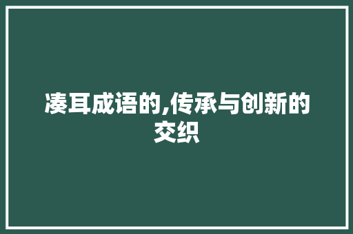 凑耳成语的,传承与创新的交织