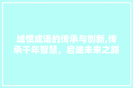 域惯成语的传承与创新,传承千年智慧，启迪未来之路