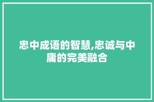忠中成语的智慧,忠诚与中庸的完美融合