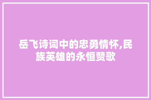 岳飞诗词中的忠勇情怀,民族英雄的永恒赞歌