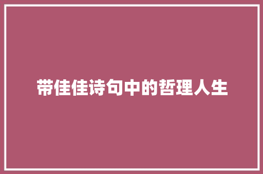 带佳佳诗句中的哲理人生